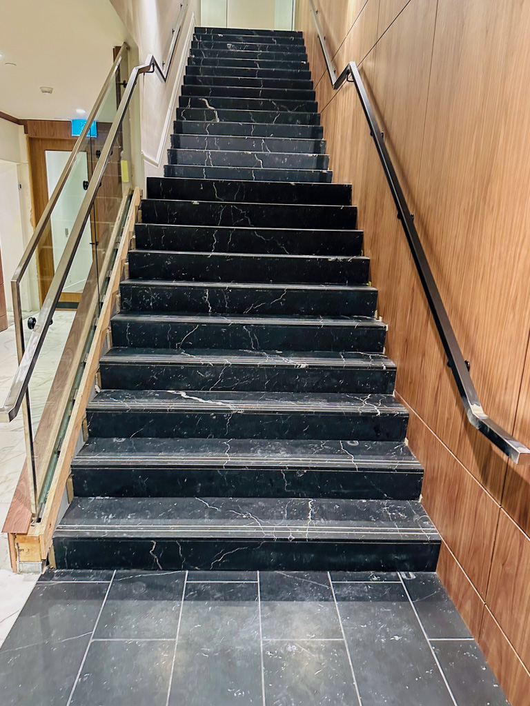 Tiles staircase with tile risers and runs